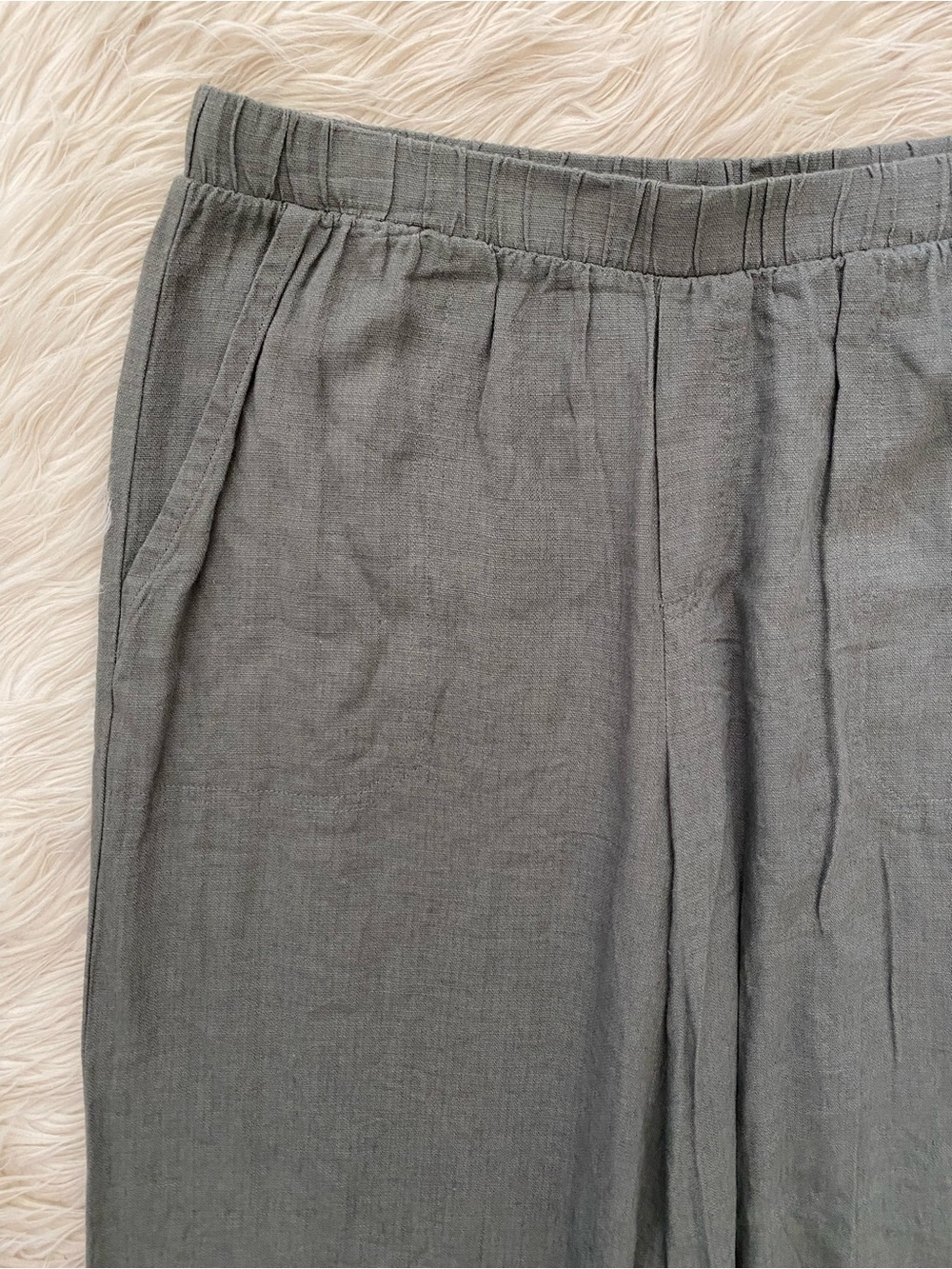 Splendid Gray Linen Blend Wide Leg Pull On Pants Trouser Minimalist Neutral M - Picture 3 of 10